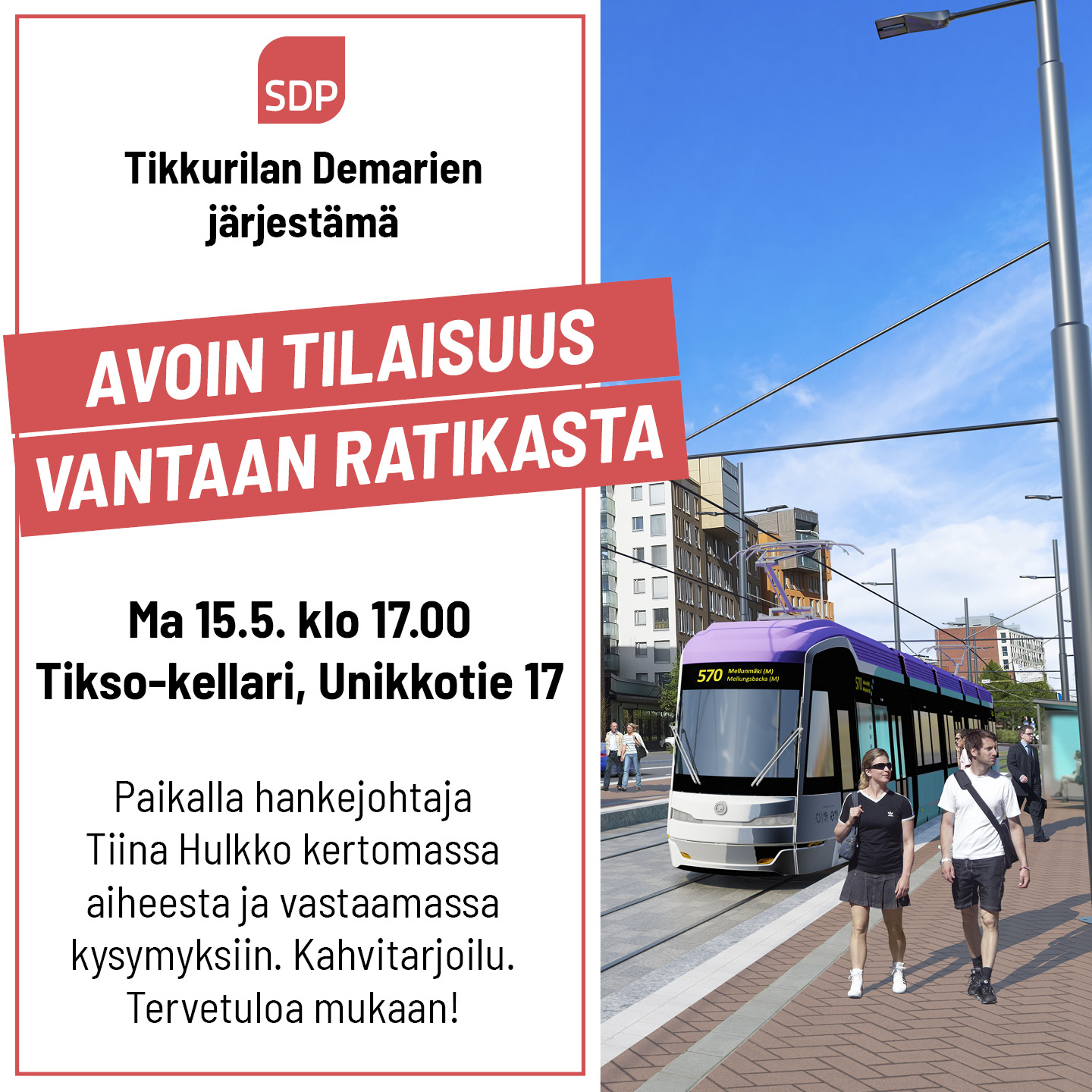 Avoin tilaisuus Vantaan Ratikasta ma 15.5.