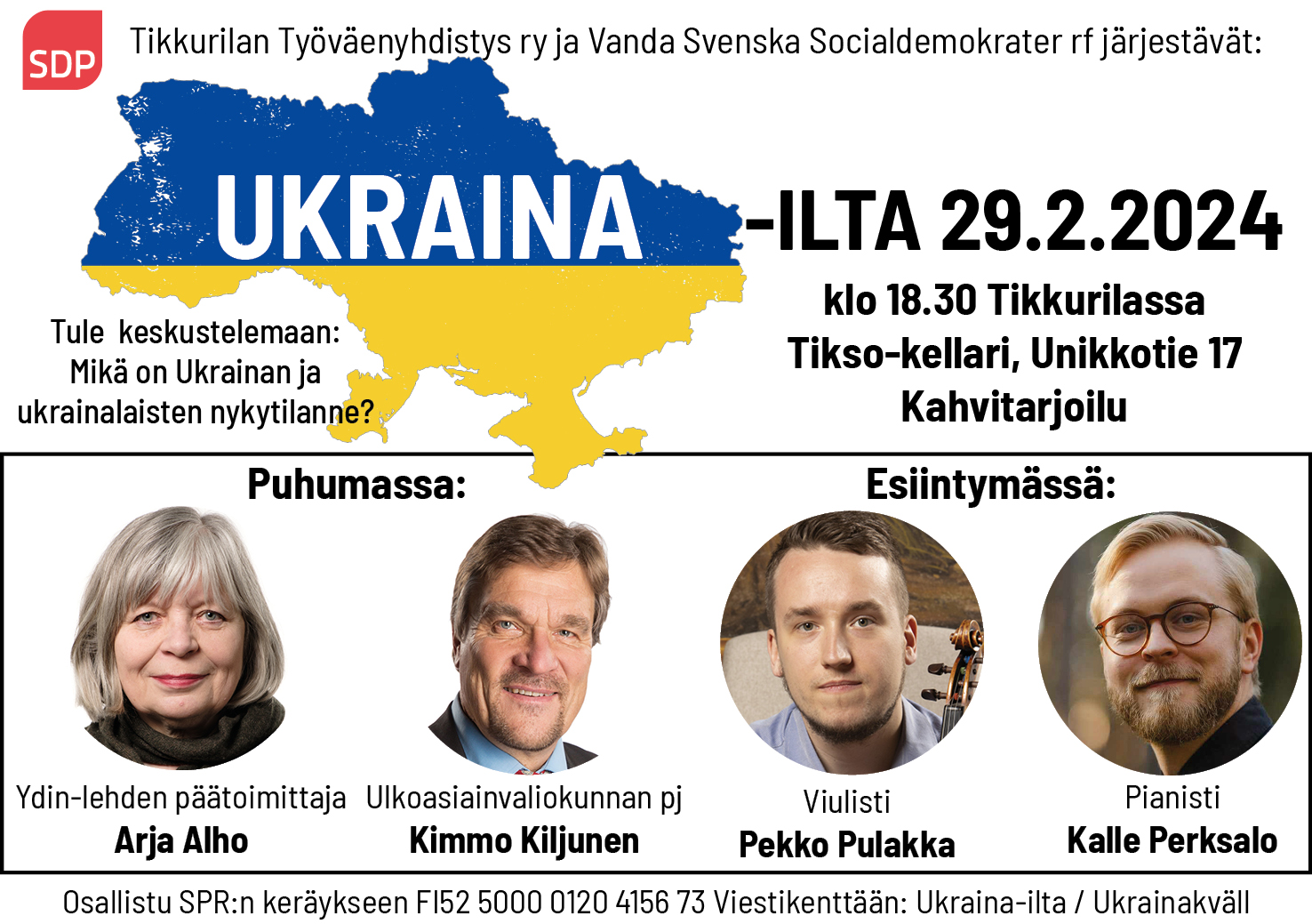 Ukraina-ilta Tiksolla 29.2. klo 18.30